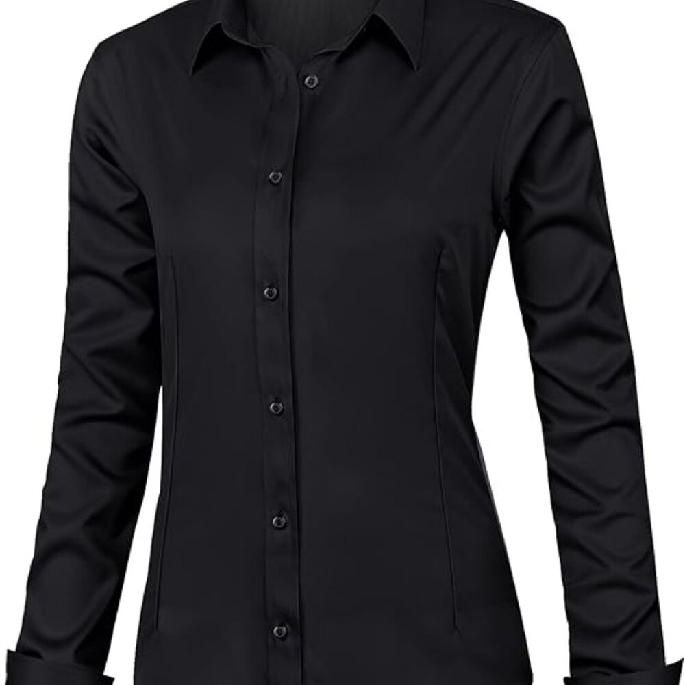 Like New - Small, black long-sleeved buttoned shirt
